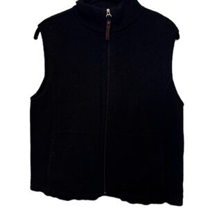 Men’s Black Red Maple Bucksport Zip Up Vest Alpaca Blend Medium